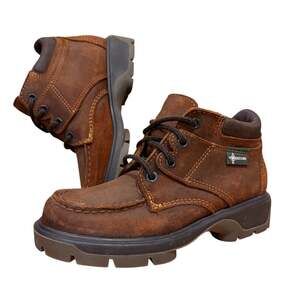 Eastland Vintage 90s Brown Leather Moc Toe Lug Sole Chukka Boots Women Size 6.5